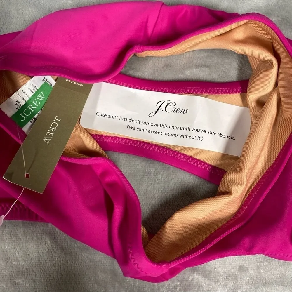 NEW J. Crew Hallie Bikini Bottom High Waist Size XS Pink Radiant Fuchsia